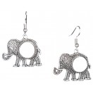 Elephant - Silver Oxidized Earrings Jhumka Jhumki Bali Imitation Indian Bollywood Ethnic Wedding Jewelry H18